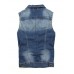 Men's Fashion Casual Solid Blue Sleeveless Jacket, Regular Denim / Jean WearFashion Blue Color All Seasons Men's Fashion Wear