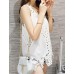 Women's Casual/Daily Sexy Summer Tank Top,Solid U Neck Sleeveless White Polyester Medium