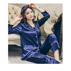 Sign spring new silk pajamas suit silk ice silk upscale minimalist tracksuit pajamas female models