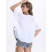 Women's Casual/Daily Sexy Summer Shirt,Embroidered Round Neck ? Length Sleeve White Polyester Opaque